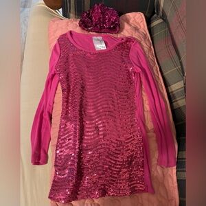 Knit Works Sz M Pink Blingy Dress W/Sequined Beanie GUC😊😊